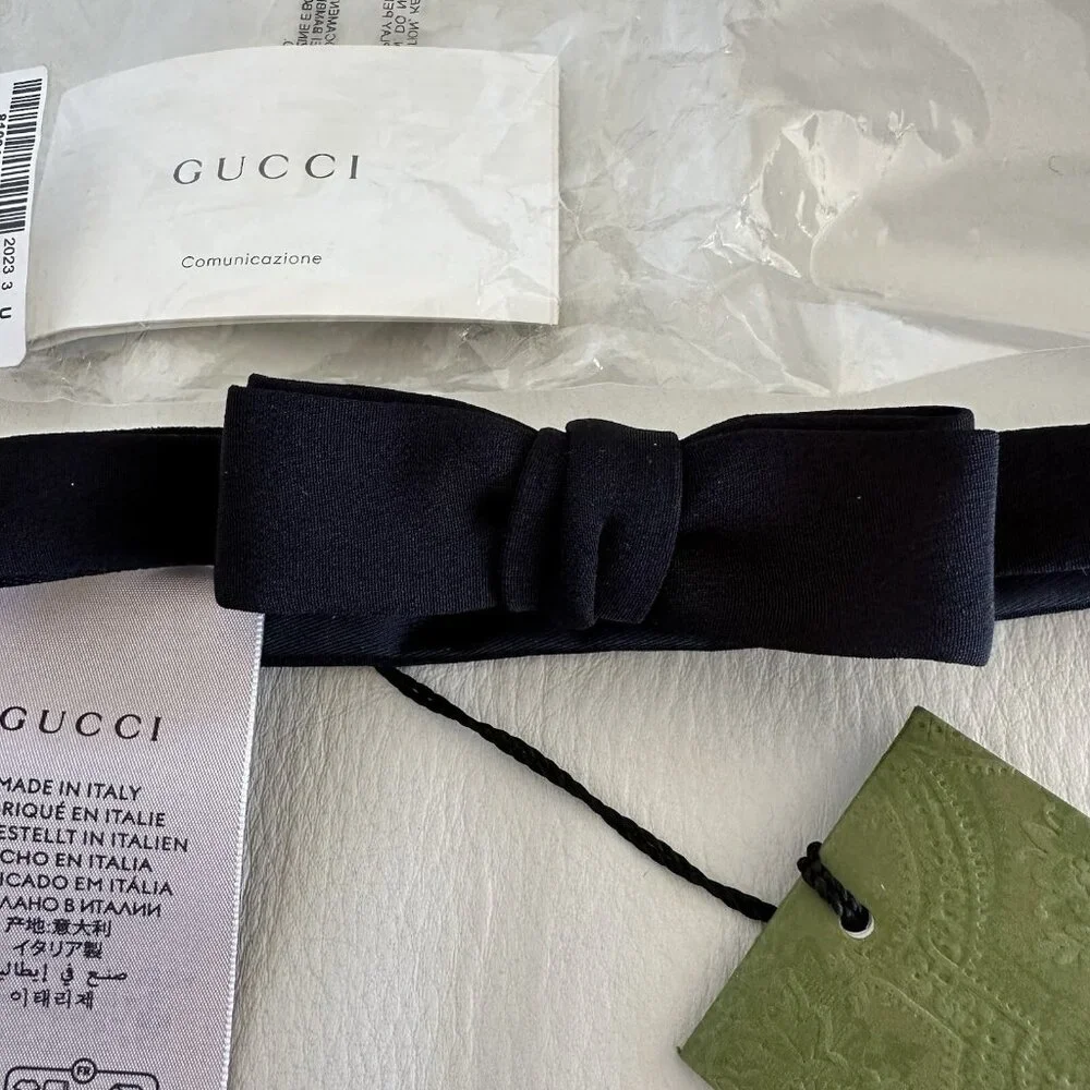 NWT GUCCI SILK BOW TIE BLACK 722316 Bow Tie Mens